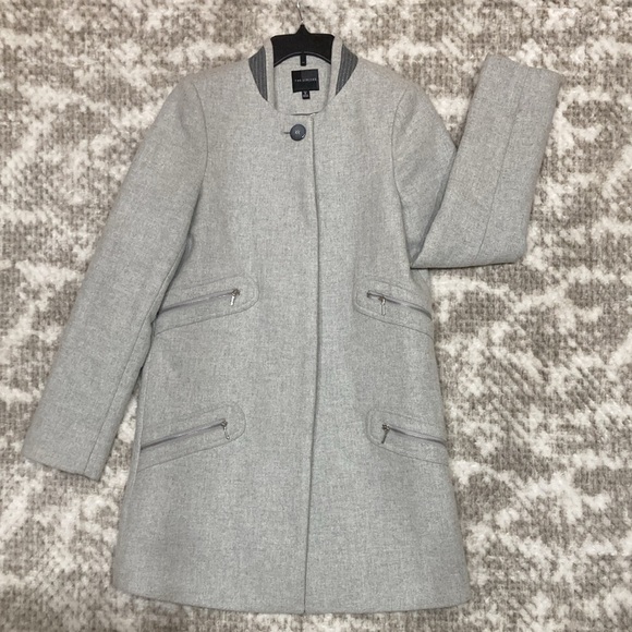 THE LIMITED Elegant Light Grey Wool Blend Sleek Coat Fully Lined Women’s Tall M - Picture 5 of 10